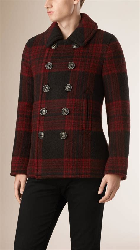 burberry wool peacoat red